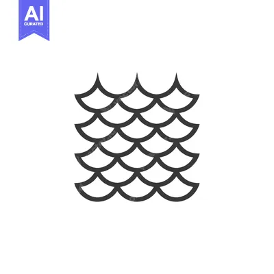 Aset desain premium: Black and white illustration of a fish scale pattern