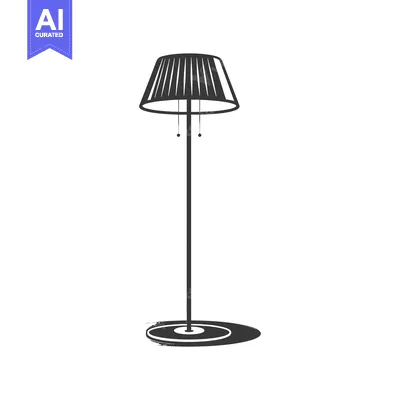 Aset desain premium: Black and White Illustration of a Floor Lamp