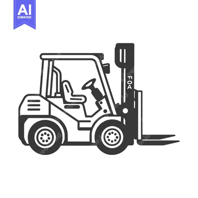 Popular premium asset: Black and White Illustration of a Forklift