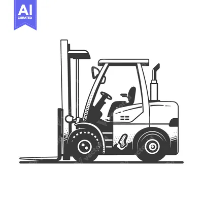 Aset premium populer: Black and White Illustration of a Forklift