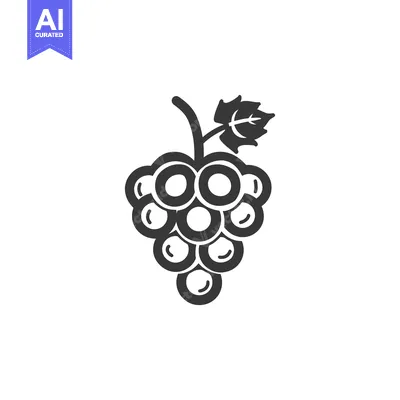 Aset premium populer: Black and white illustration of a grape bunch with a leaf