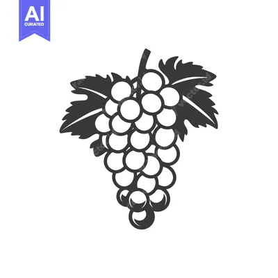 Aset premium populer: Black and White Illustration of a Grape Bunch with Leaves