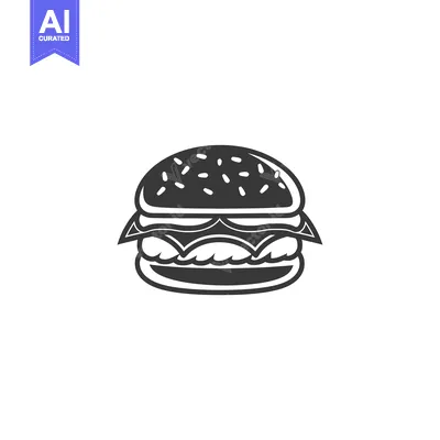 Black and White Illustration of a Hamburger