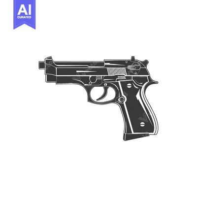 Aset premium populer: Black and White Illustration of a Handgun