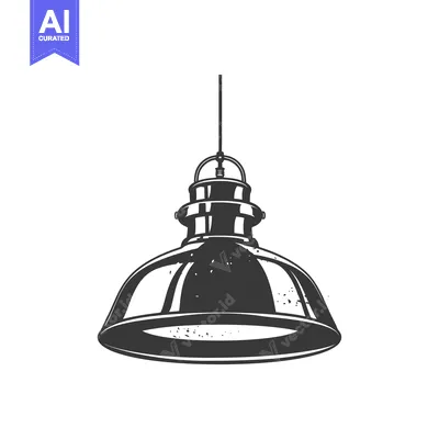 Aset premium populer: Black and White Illustration of a Hanging Lamp