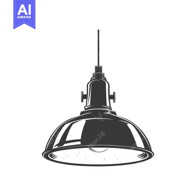 Black and White Illustration of a Hanging Lamp