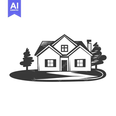 Popular premium asset: Black and White Illustration of a House with Trees