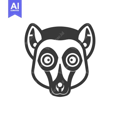 Premium design asset: Black and White Illustration of a Lemur's Face