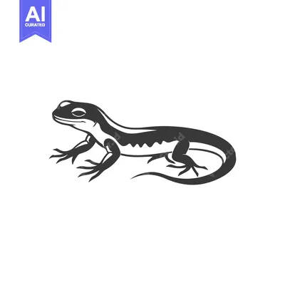 Aset premium populer: Black and White Illustration of a Lizard