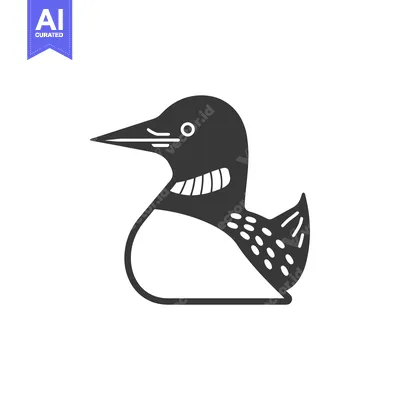 Premium design asset: Black and White Illustration of a Loon
