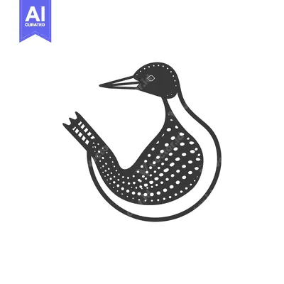 Aset desain premium: Black and White Illustration of a Loon Bird