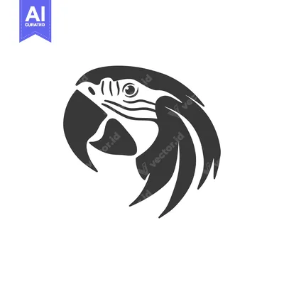 Aset premium populer: Black and White Illustration of a Macaw's Head