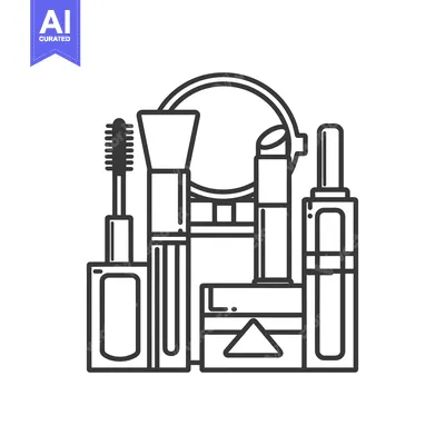 Popular premium asset: Black and White Illustration of a Makeup Kit