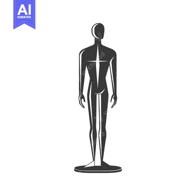 Black and white illustration of a male mannequin