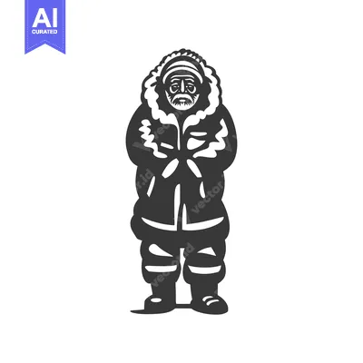 Aset premium populer: Black and White Illustration of a Man in Winter Gear
