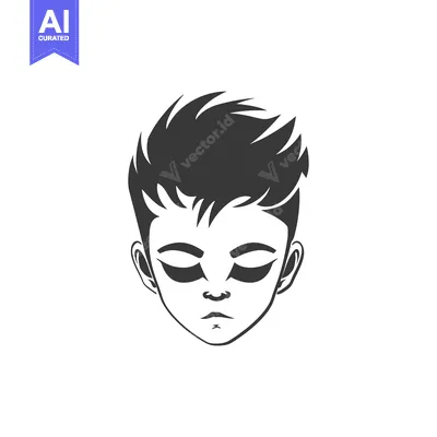 Popular premium asset: Black and White Illustration of a Man's Face with Closed Eyes