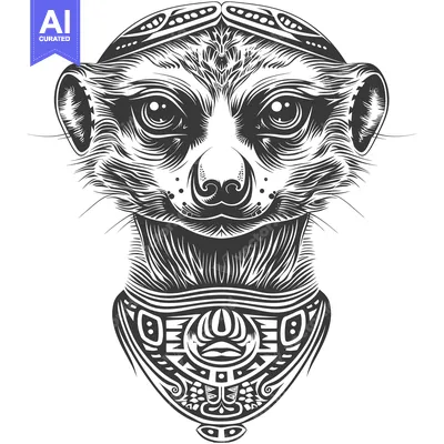 Aset premium populer: Black and White Illustration of a Meerkat with Tribal Design