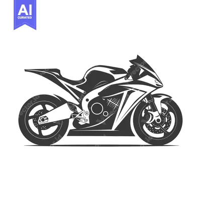 Aset desain premium: Black and White Illustration of a Modern Sport Motorcycle