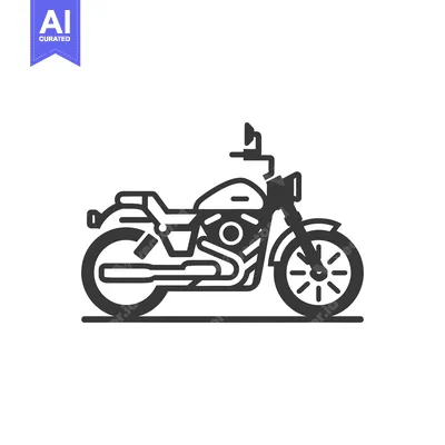 Aset desain premium: Black and White Illustration of a Motorcycle