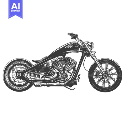 Aset premium populer: Black and White Illustration of a Motorcycle