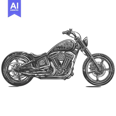 Aset premium populer: Black and White Illustration of a Motorcycle