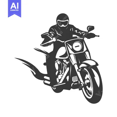 Popular premium asset: Black and White Illustration of a Motorcycle Rider