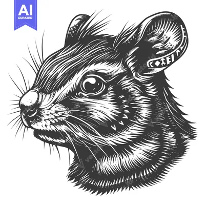 Aset premium populer: Black and White Illustration of a Mouse Head