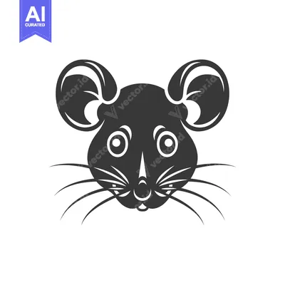 Aset premium populer: Black and White Illustration of a Mouse's Face