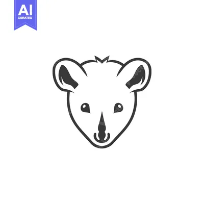 Aset desain premium: Black and White Illustration of a Mouse's Head