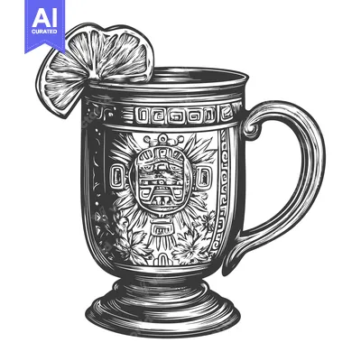 Aset premium populer: Black and White Illustration of a Mug with a Lemon Slice