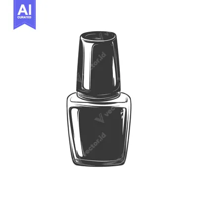 Aset desain premium: Black and White Illustration of a Nail Polish Bottle