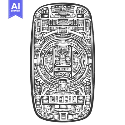 Popular premium asset: Black and White Illustration of an Ancient Mayan Calendar with Detaile