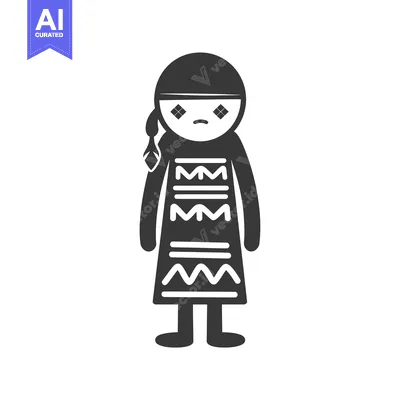 Aset premium populer: Black and White Illustration of a Native American Person