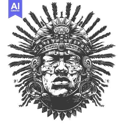Popular premium asset: Black and White Illustration of a Native American Warrior with Feather