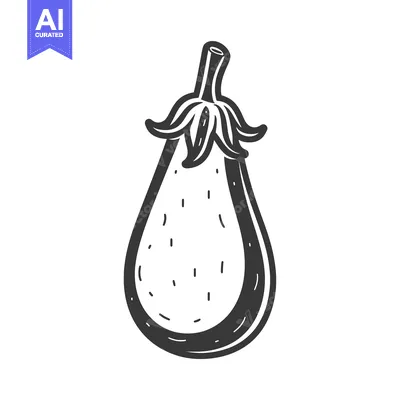 Aset premium populer: Black and white illustration of an eggplant