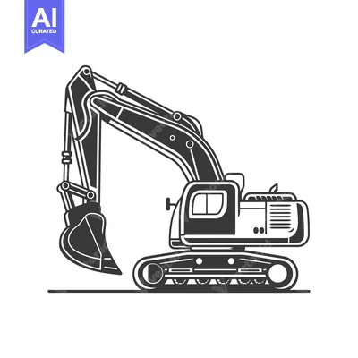 Aset premium populer: Black and White Illustration of an Excavator