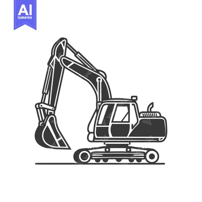 Aset premium populer: Black and White Illustration of an Excavator