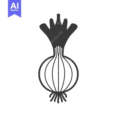 Aset desain premium: Black and White Illustration of an Onion