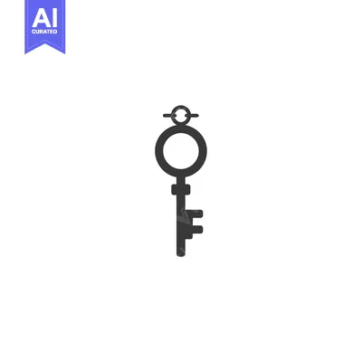 Premium design asset: Black and White Illustration of an Ornate Key