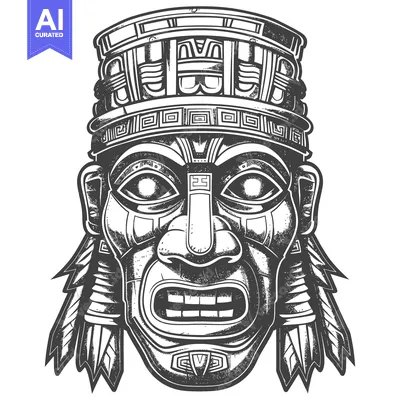 Popular premium asset: Black and White Illustration of an Ornate Tribal Mask