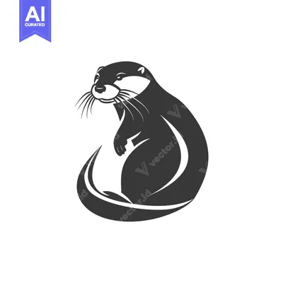 Aset premium populer: Black and White Illustration of an Otter