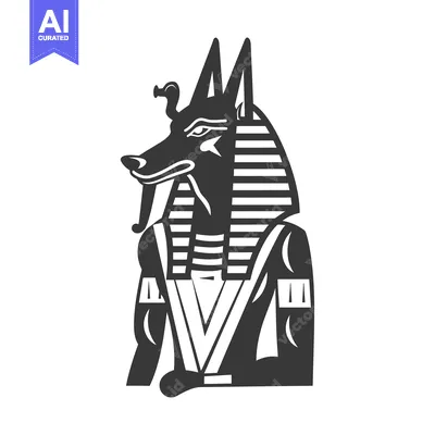 Aset premium populer: Black and White Illustration of Anubis, Egyptian God of the Dead