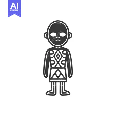 Popular premium asset: Black and White Illustration of a Person in Traditional African Clothi