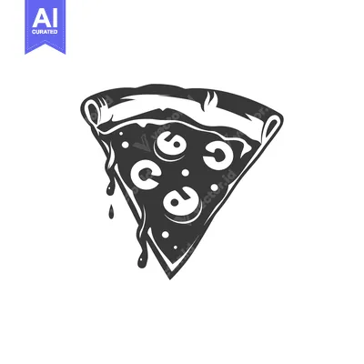 Popular premium asset: Black and White Illustration of a Pizza Slice with Dripping Sauce