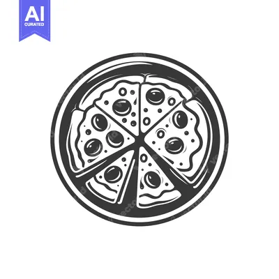 Popular premium asset: Black and White Illustration of a Pizza with Olives
