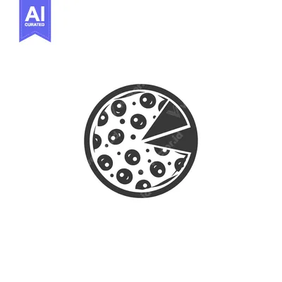 Aset desain premium: Black and White Illustration of a Pizza with One Slice Removed