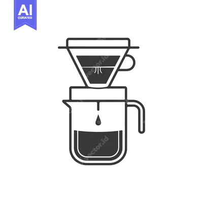 Popular premium asset: Black and White Illustration of a Pour Over Coffee Maker