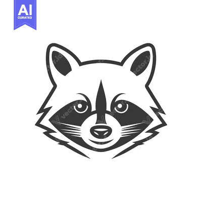 Aset premium populer: Black and White Illustration of a Raccoon's Face
