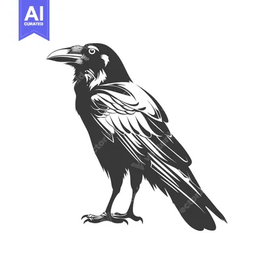 Aset premium populer: Black and White Illustration of a Raven