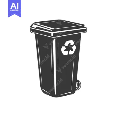 Aset premium populer: Black and White Illustration of a Recycling Bin